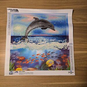 Completed Diamond Dotz Dolphin Art 12" x‎ 12" SPLASHY!